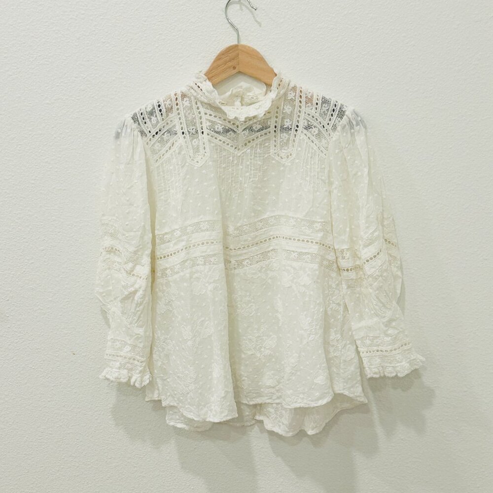 Brand New LoveShackFancy White Embroidery Shirt